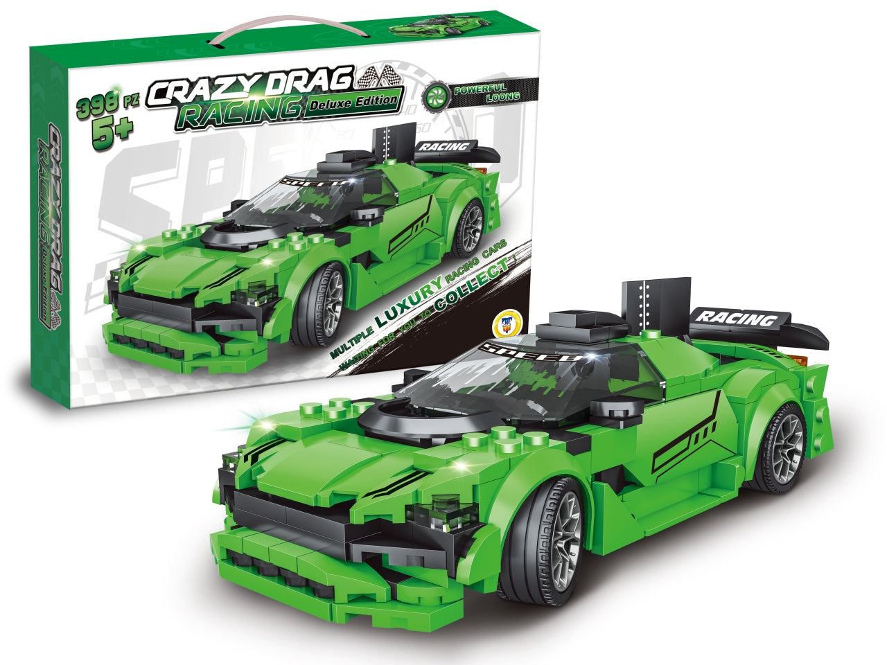 Costruzioni click clack racing car confezioni da 398pz