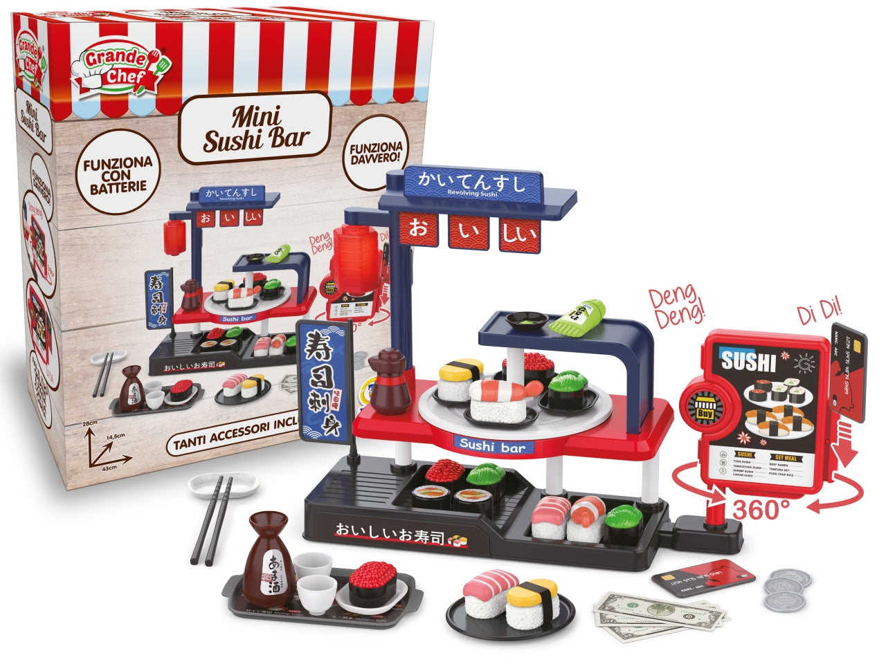 Grande chef mini sushi bar con accessori e funzionamento a  batteria