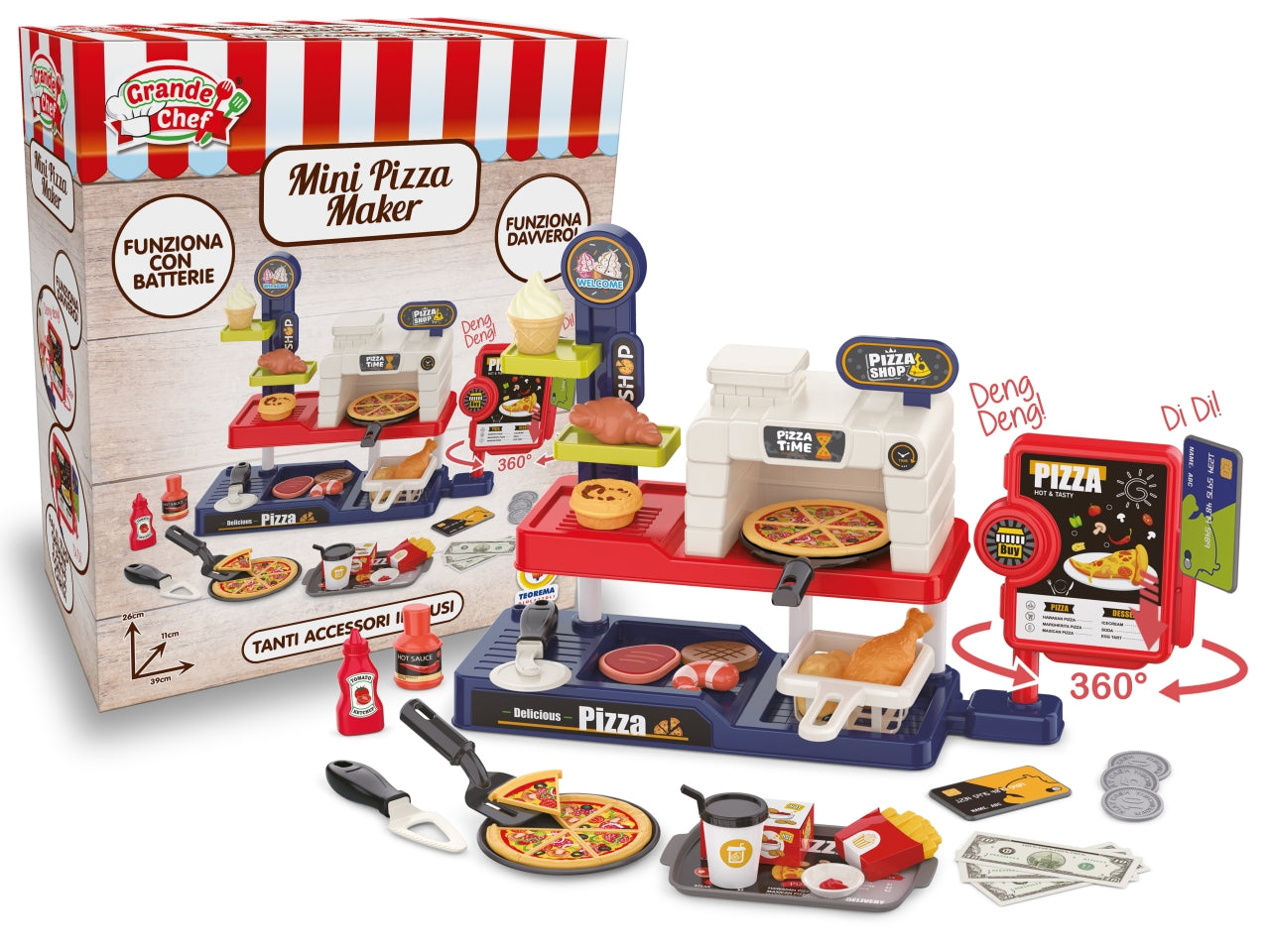 Grande chef mini pizza maker con accessori e funzionamento a batteria