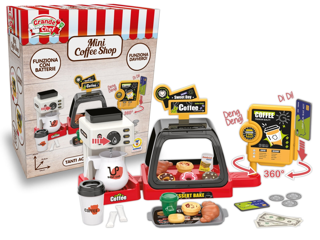 Grande chef mini coffe shop con accessori e funzionamento a batteria