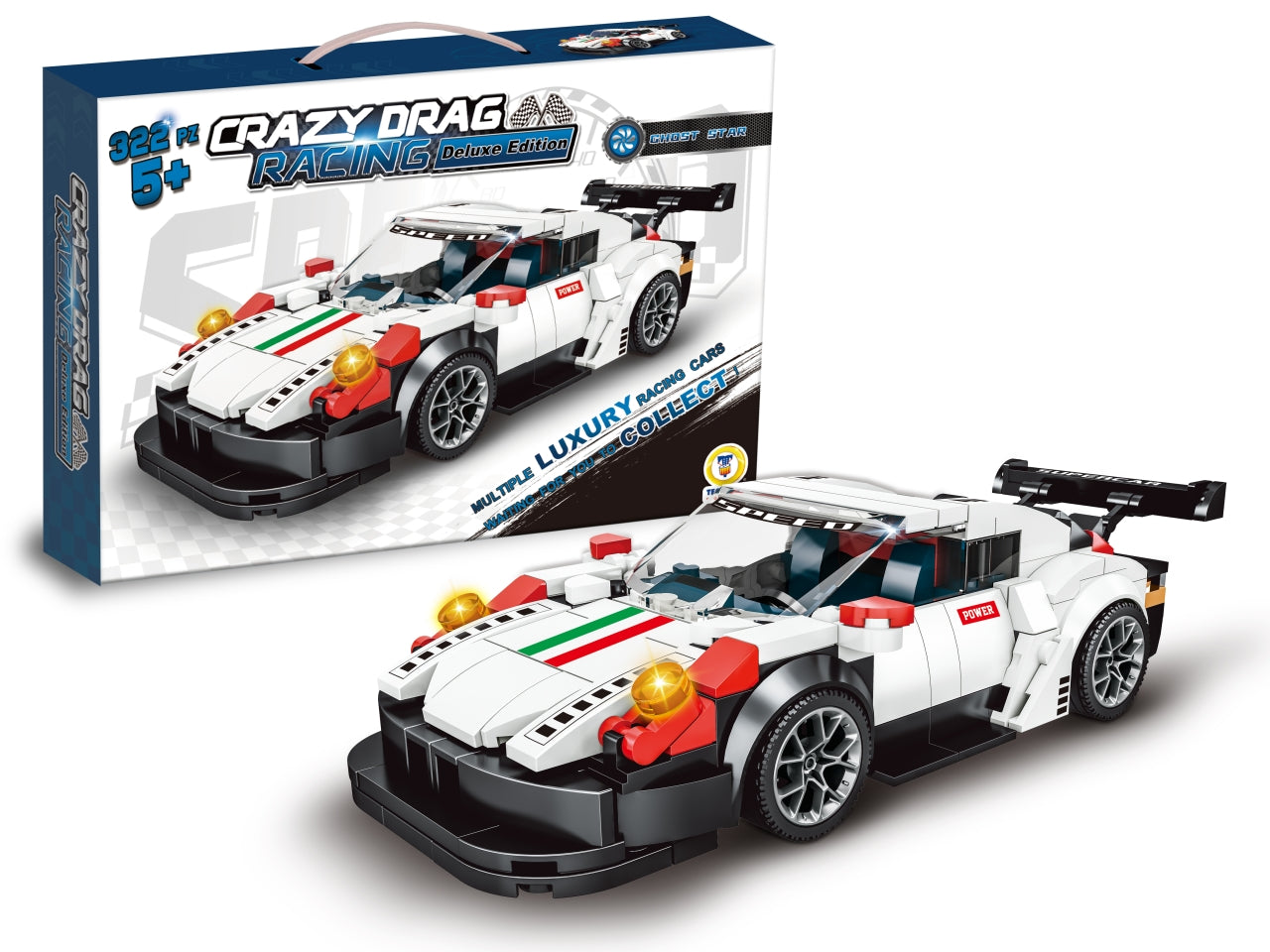 Costruzioni click clack racing car confezione da 322 pz