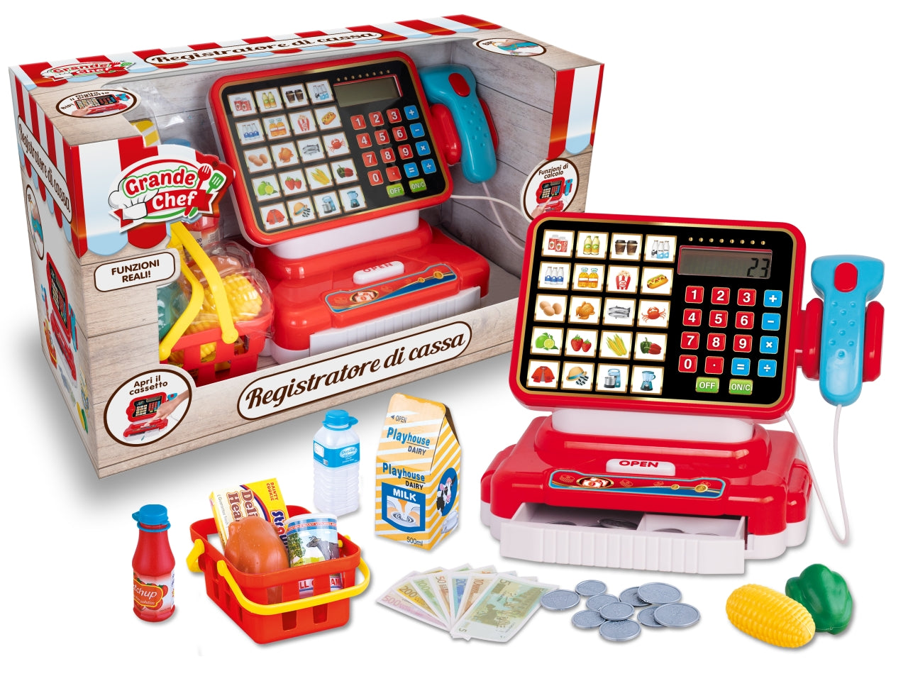 Grande chef registratore di cassortiti a funzioni reali con accessori