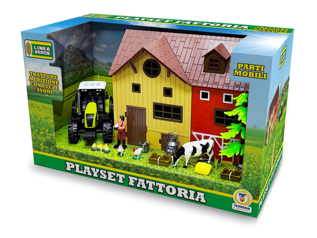 Linea verde playset fattoria con trattore con funzionamento a frizione pile incluse