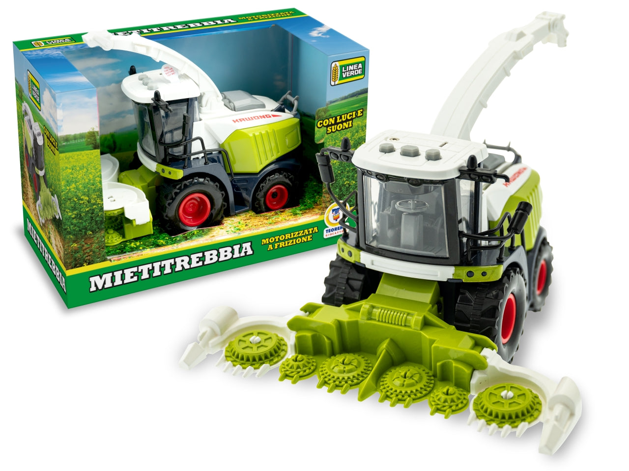 Linea verde mietitrebbia con funzionamento a frizione pile inclusa scala 1:32