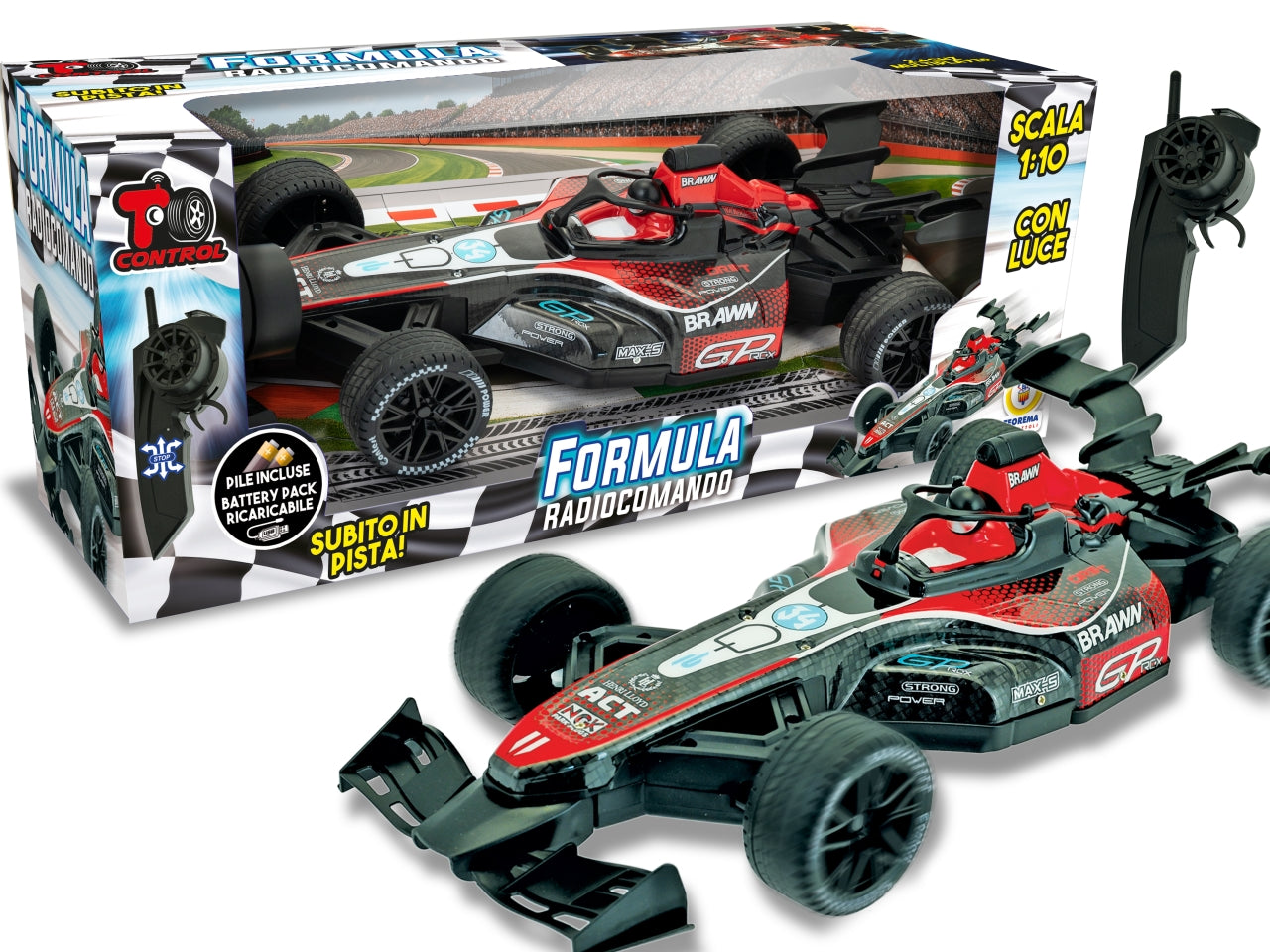 T control Formula 1 racing car con luci 1:10