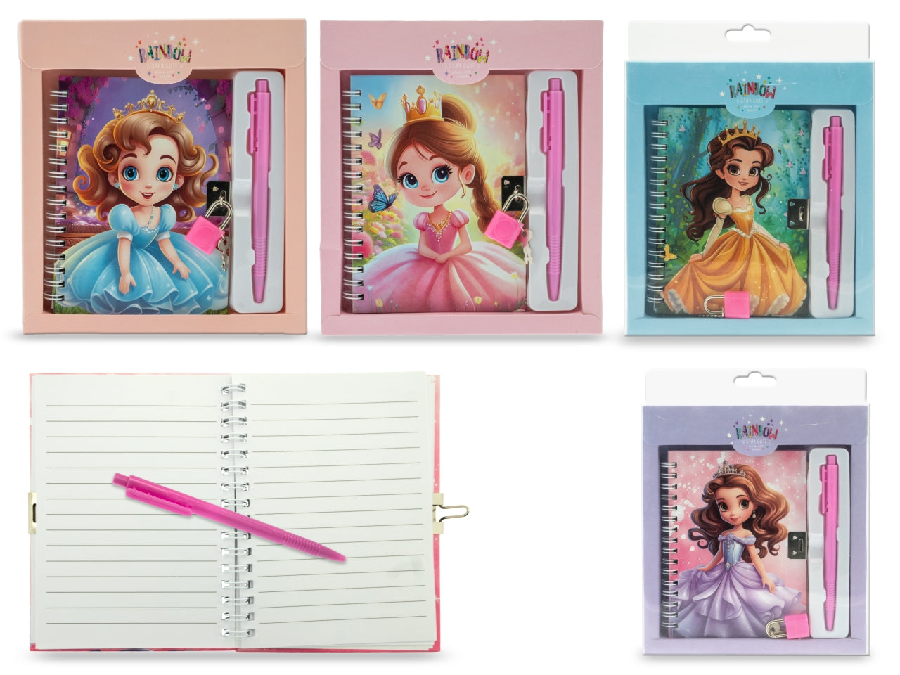 Miss signorina diario principesse 4 modello assortiti con penna e lucchetto