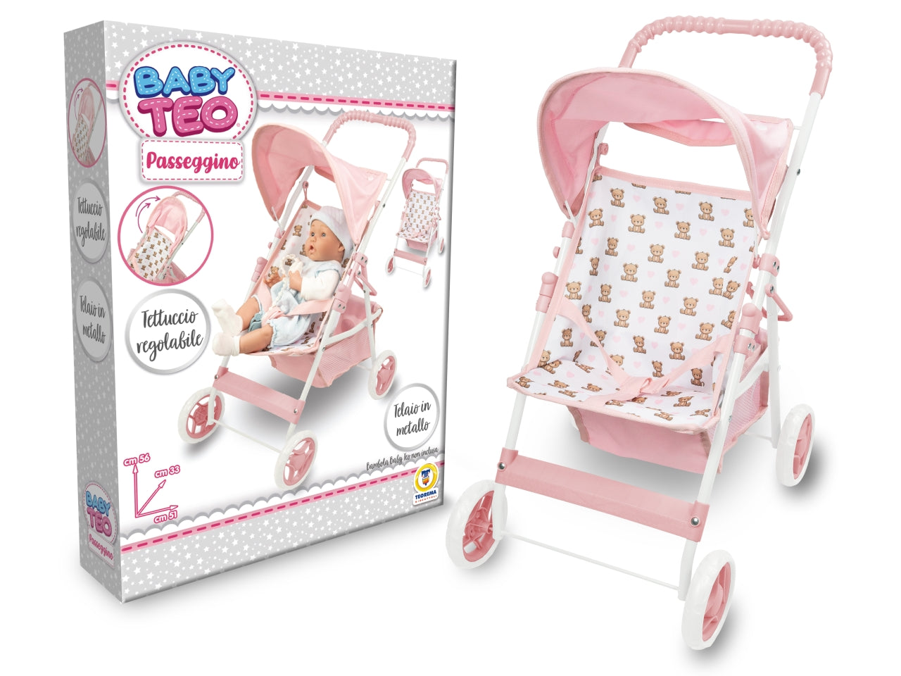 Baby Teo passortiti eggino con cintura 51.5x33x5 ruota singola