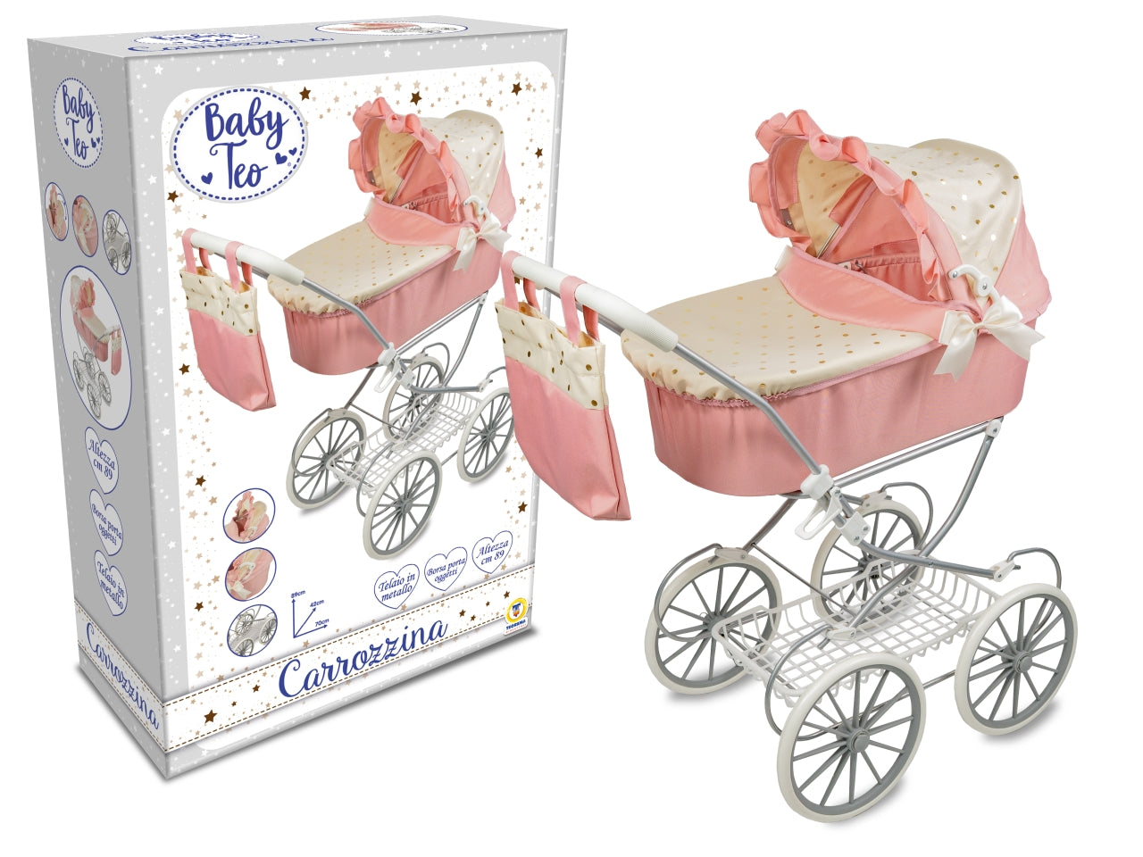 Baby Teo carrozzina in metallo 69.5 x 42 x 89 cm