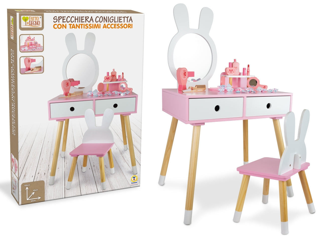 Fatto di legno specchiera con accessori
