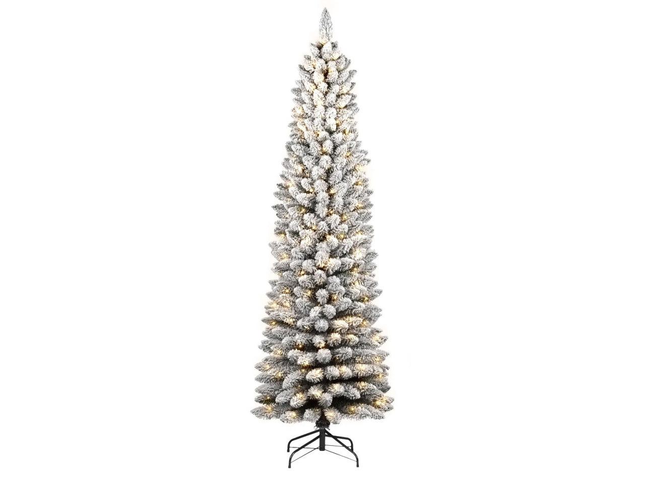 Albero silvestre floccato 240cm con 450bianco caldo e giochi di luce  505 rami diametro 66cm montaggio pencil