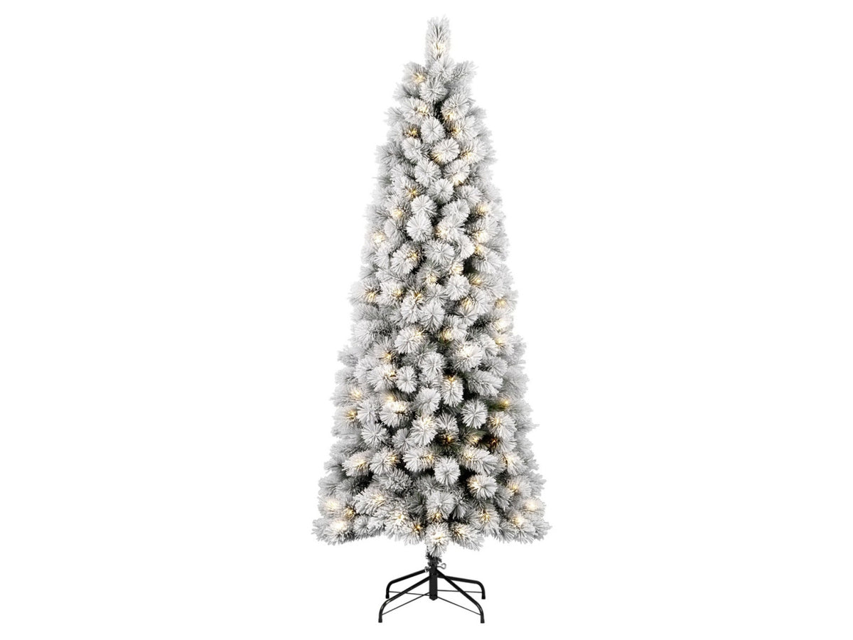 Albero lapponia 180cm full pp floccato con 250 led bianco caldo e giochi di luce 264rami diametro 71cm montaggio ad ombrello