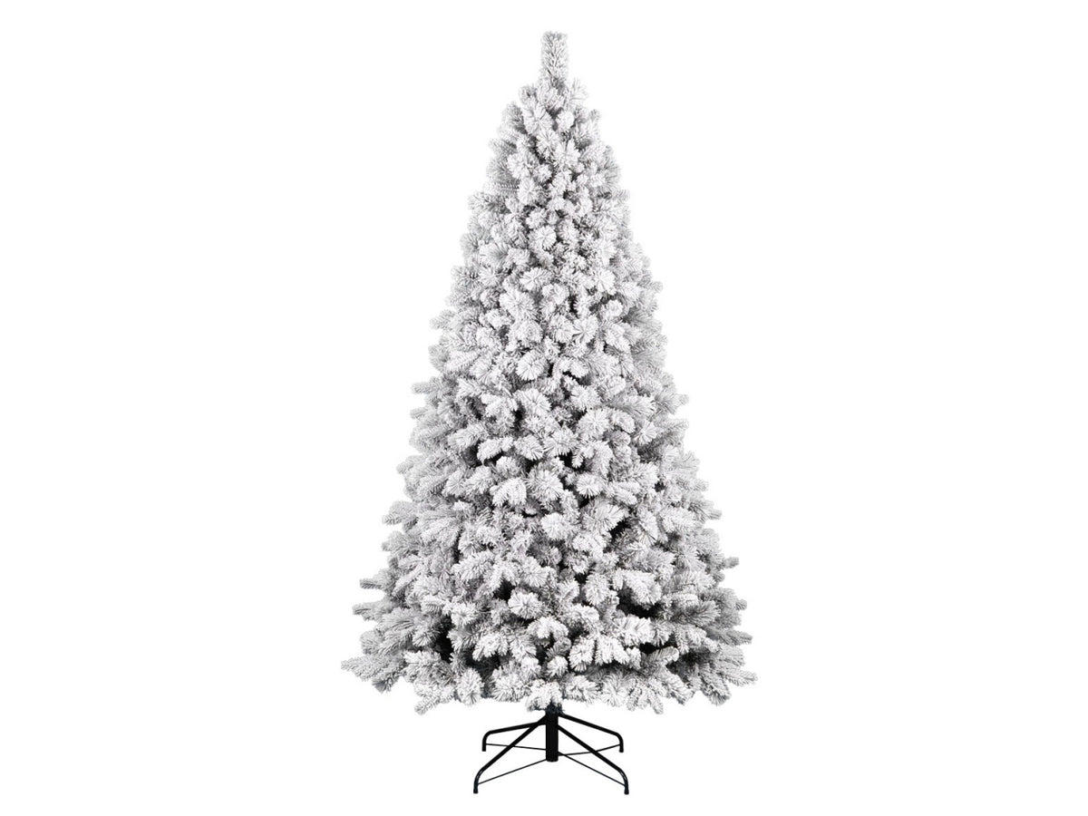 Albero Frosty floccato 240cm 1849rami diametro 132cm pe+pvc+pp montaggio ad ombrello