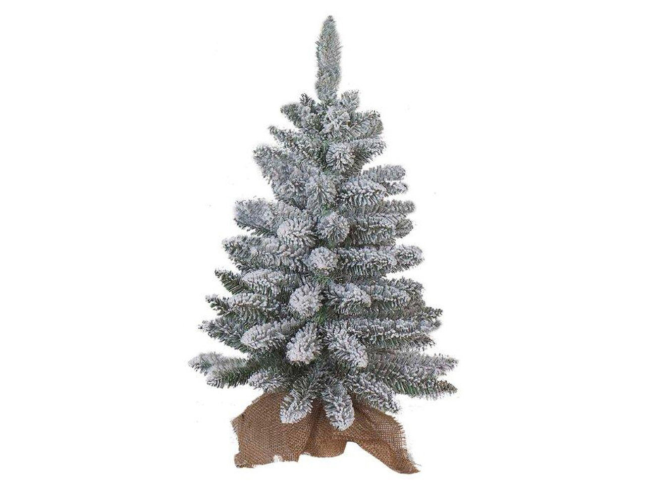 Albero 45cm innevato 63rami diametro 30cm con base juta