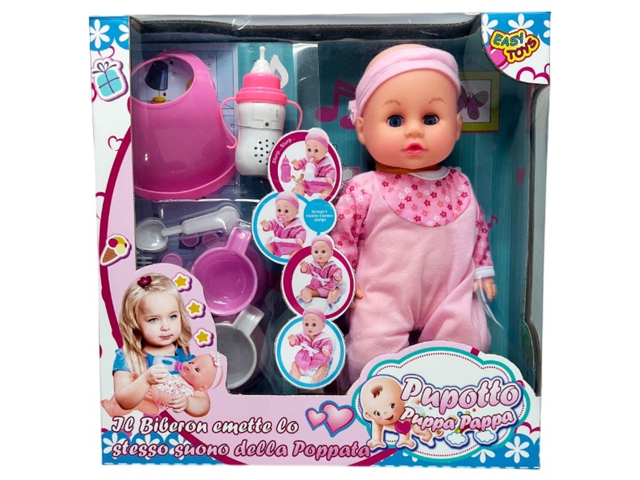 Bebe' Pupotto puppa pappa con biberon e suono