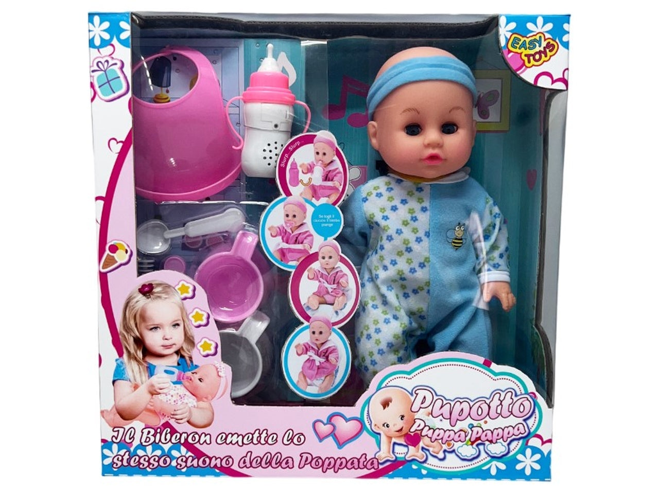 Bebe' Pupotto puppa pappa con biberon e suono