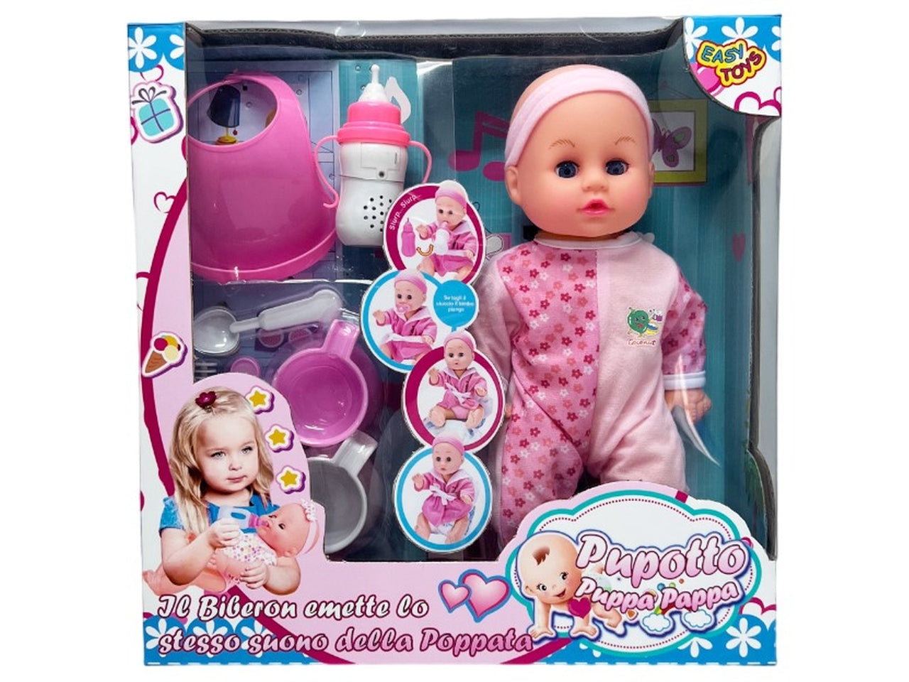 Bebe' Pupotto puppa pappa con biberon e suono