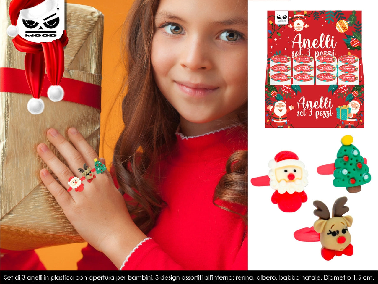 Anelli bijoux natalizi confezione 3 pezzi