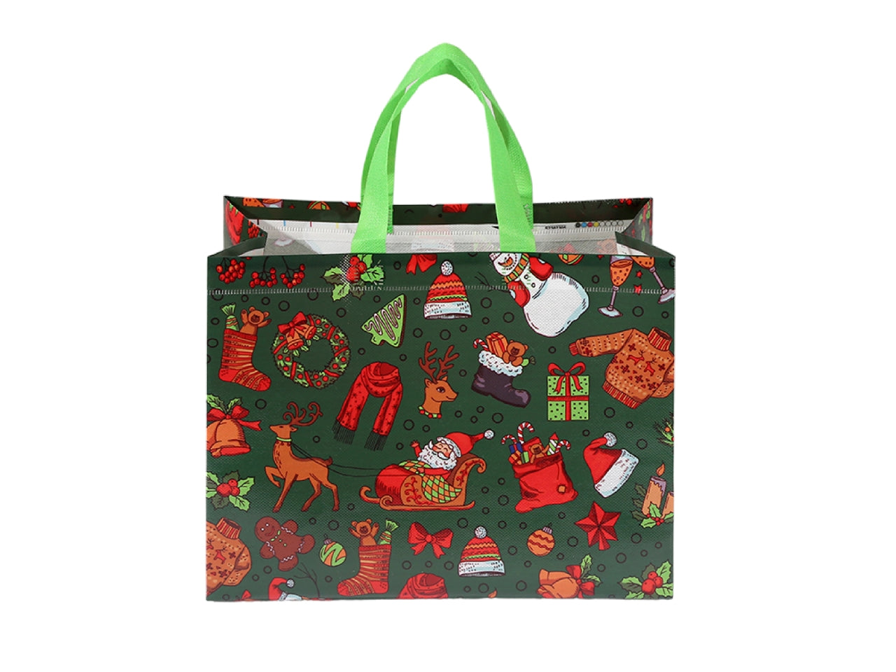 Shopper natalizia in tessuto plastificato riutilizzabile