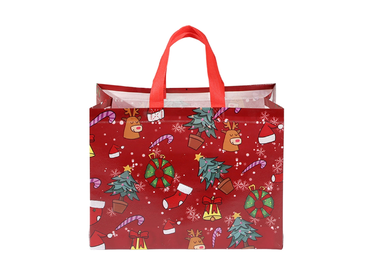 Shopper natalizia in tessuto plastificato riutilizzabile