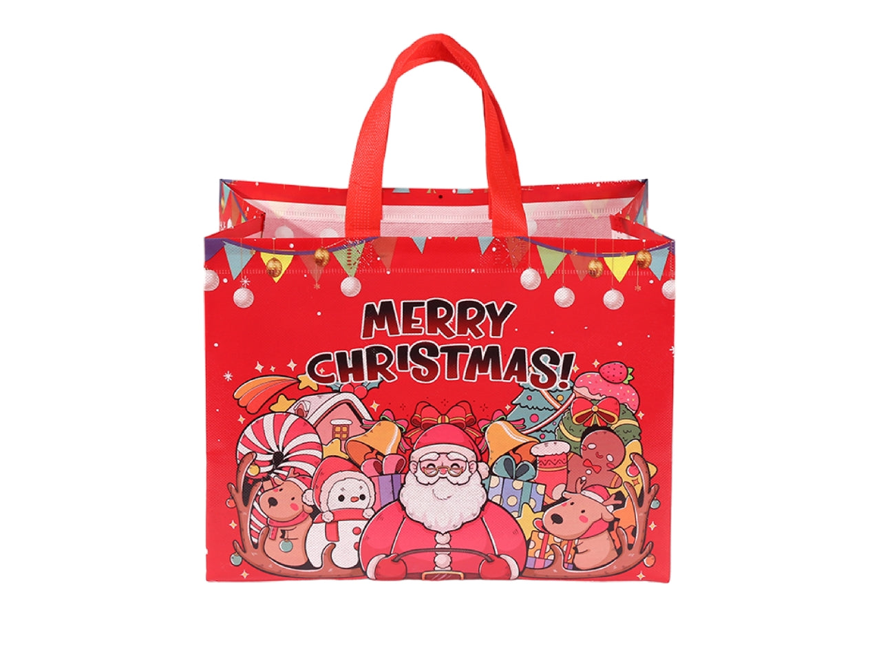 Shopper natalizia in tessuto plastificato riutilizzabile