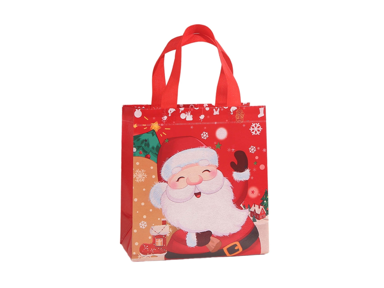 Shopper natalizia in tessuto plastificato riutilizzabile