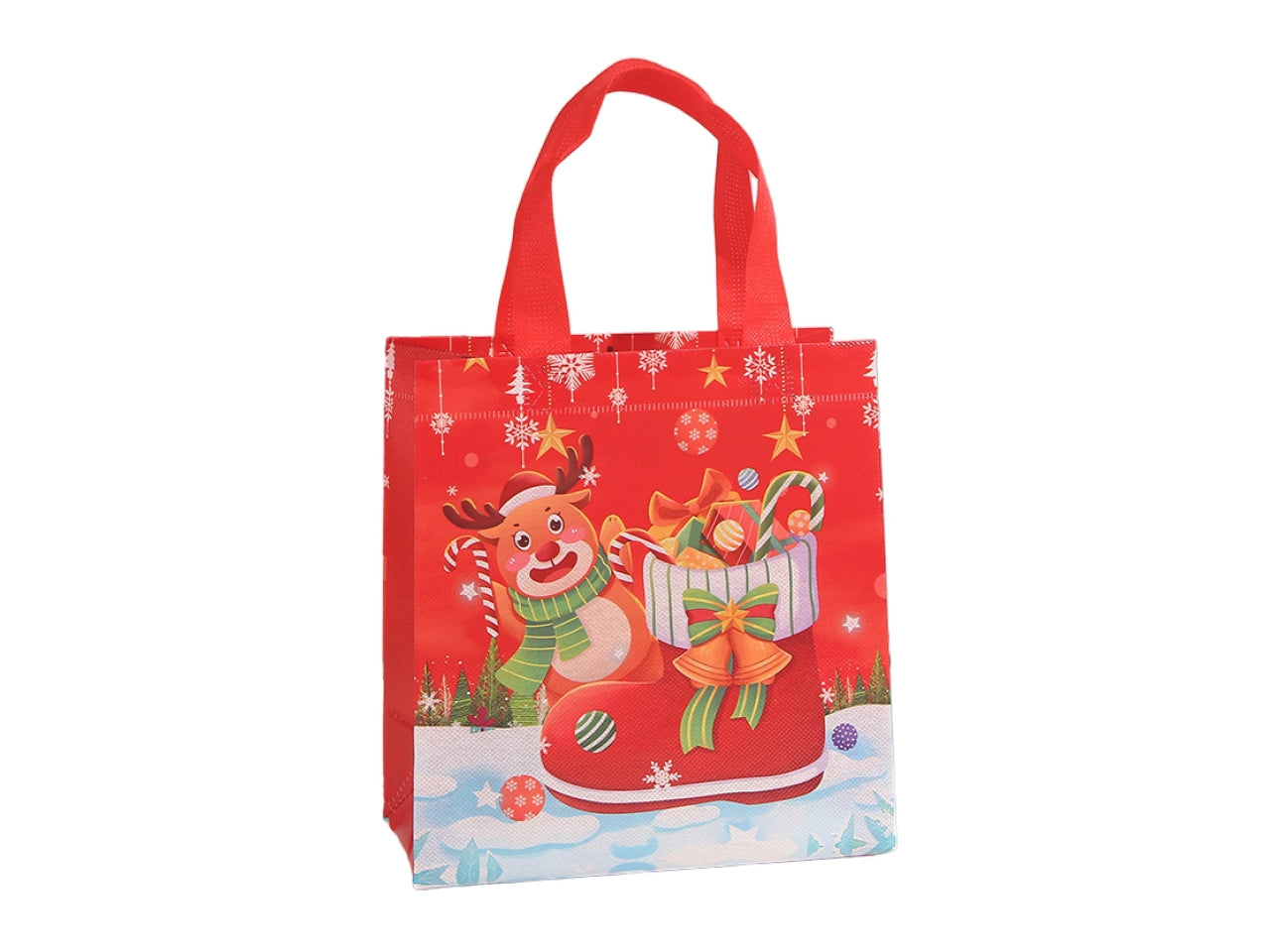 Shopper natalizia in tessuto plastificato riutilizzabile