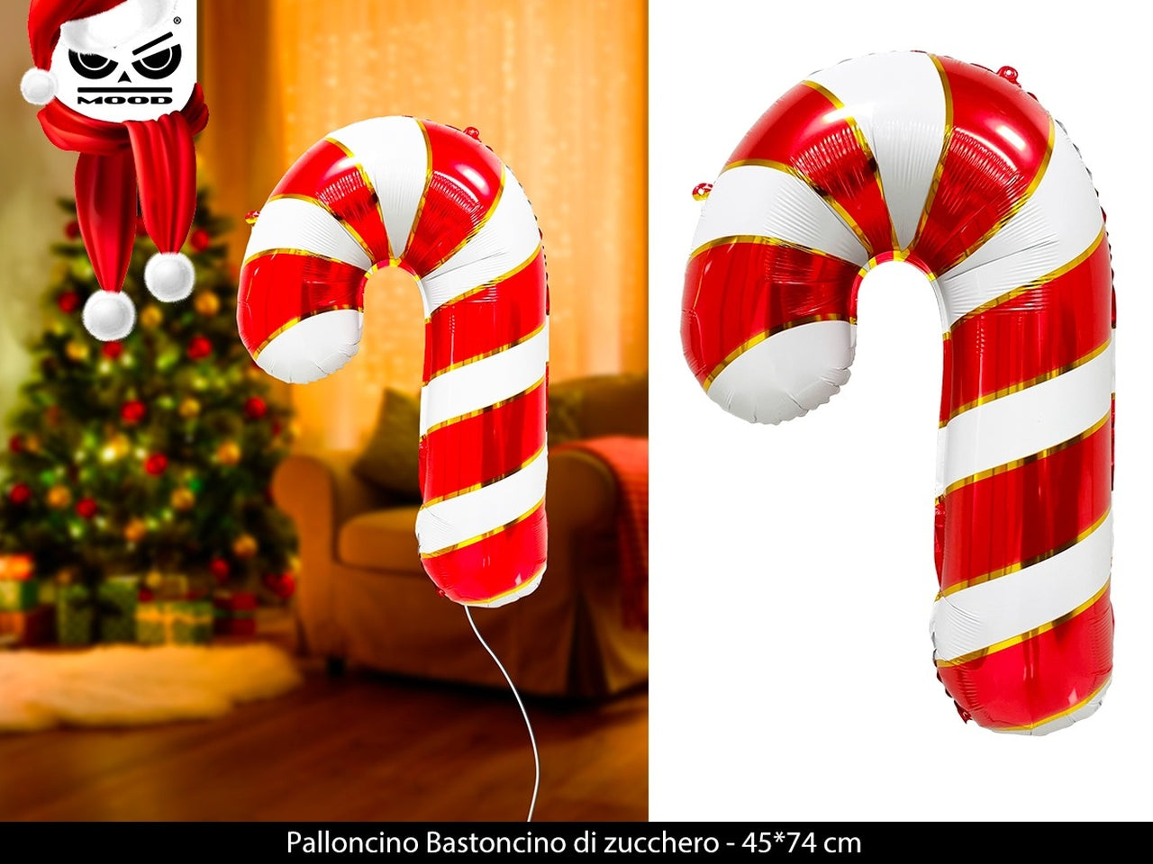 Palloncino bastoncino di zucchero bianco e rosso