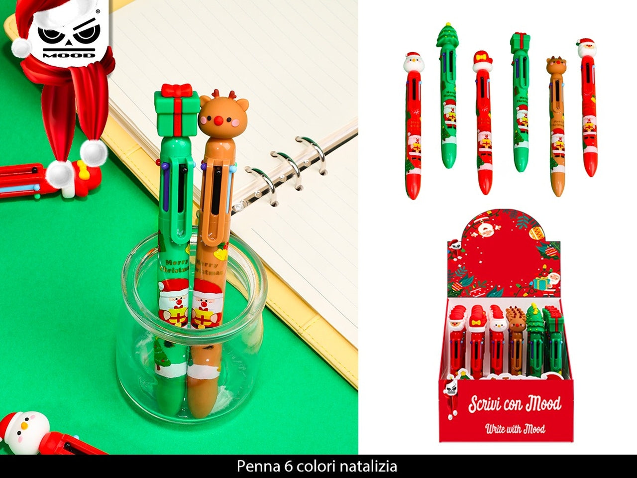 Penna 6 colori natalizia assortite
