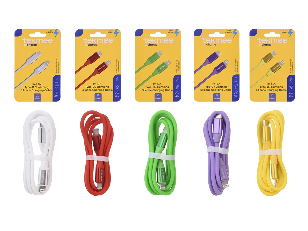 Tekmee cavo lightning in silicone 1mt per iphone ricarica rapida