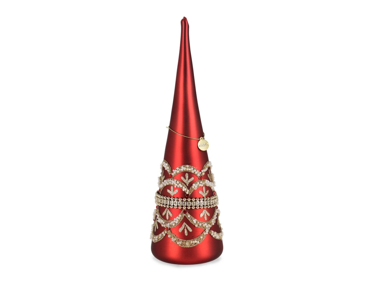 Albero cono in vetro 28,2cm beloved rosso e oro