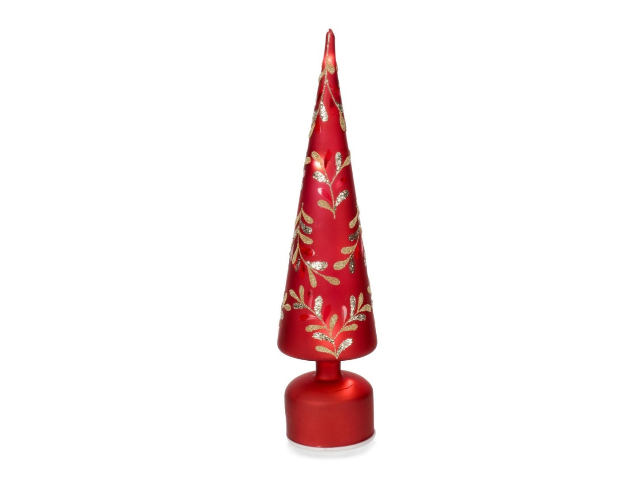 Albero pino in vetro 41cm blossomy con led rosso