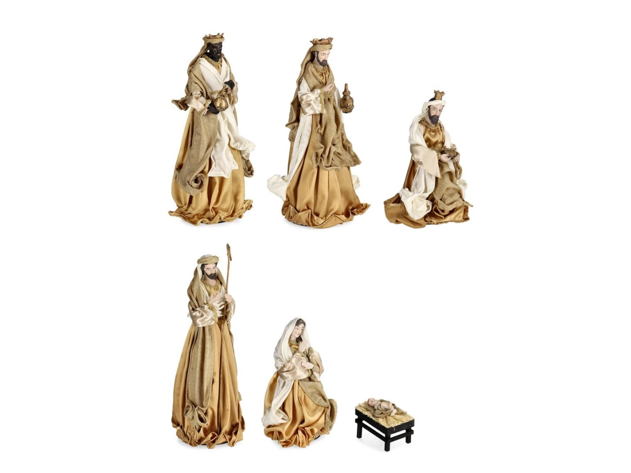 Nativita' 15cm 6 pezzi honor bianco/oro