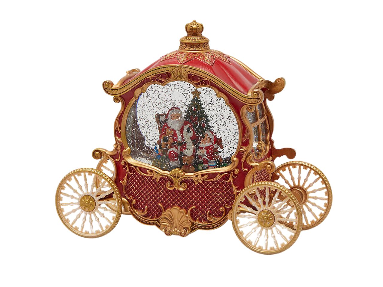 Carrozza babbo natale rossa 26xh.23cm con musica e led