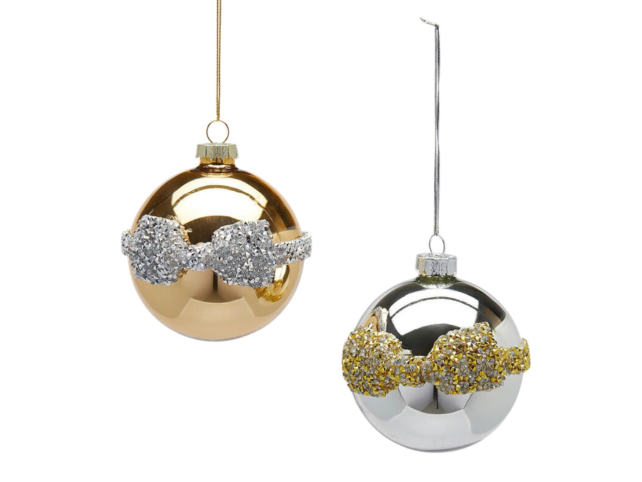 Palla 8cm fioccogemme argento e oro assortiti