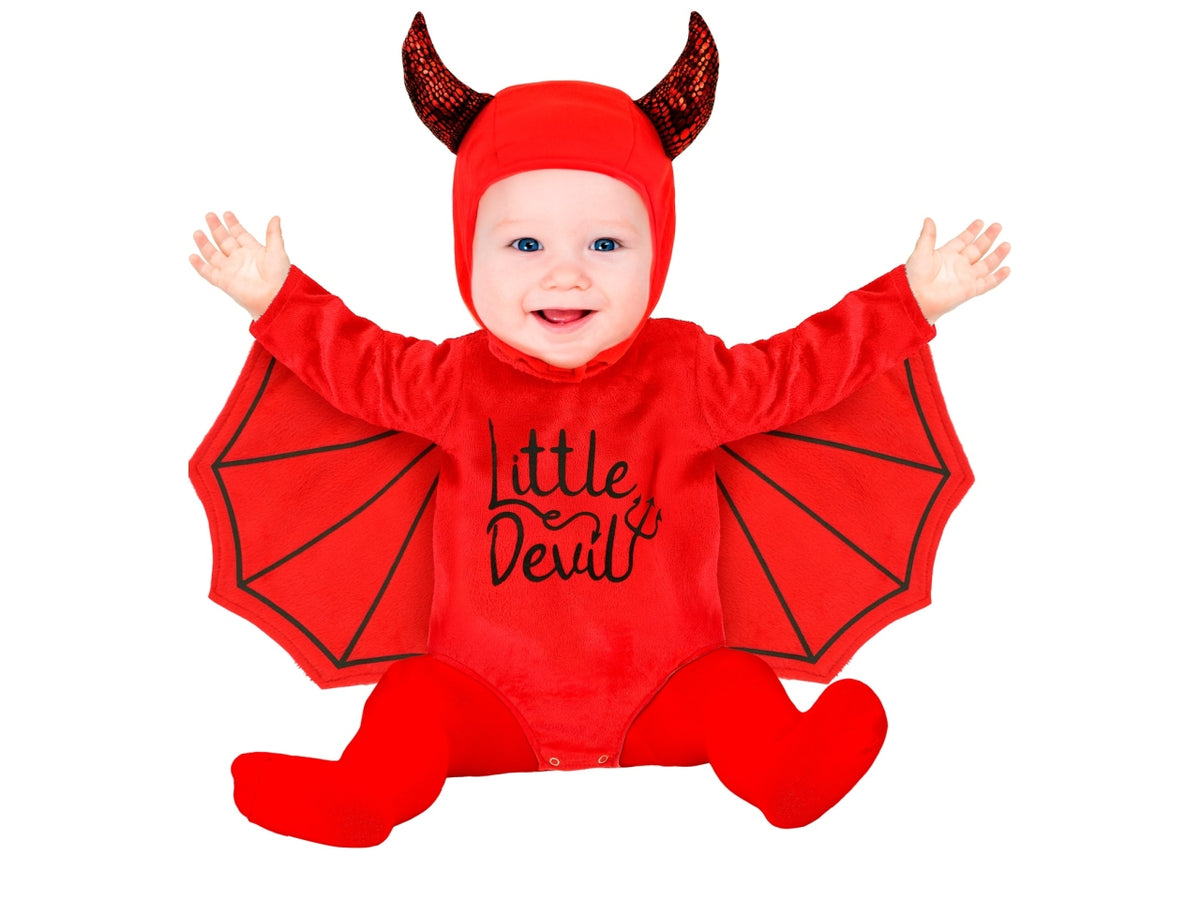 Costume diavolo peluche,tuta e copricapo taglia 1-2anni