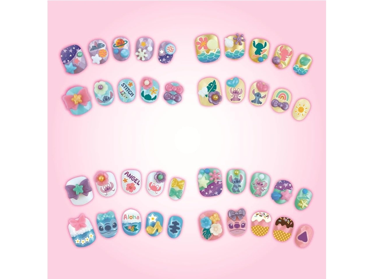 Stitch nail designer kit  per creare le unghie piÃ¹ divertenti, con disegni di Stitch e senza bisogno di colla o altri accessori fastidiosi.