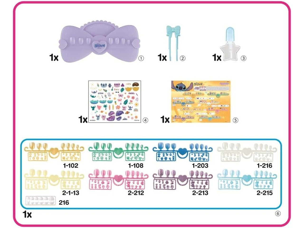 Stitch nail designer kit  per creare le unghie piÃ¹ divertenti, con disegni di Stitch e senza bisogno di colla o altri accessori fastidiosi.