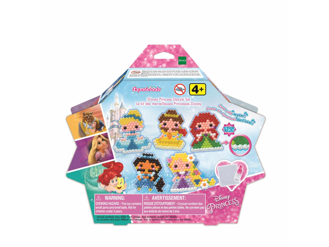 Aquabeads set con perline, vassoio di creazione, modello per disegni del mondo Disnay Princess