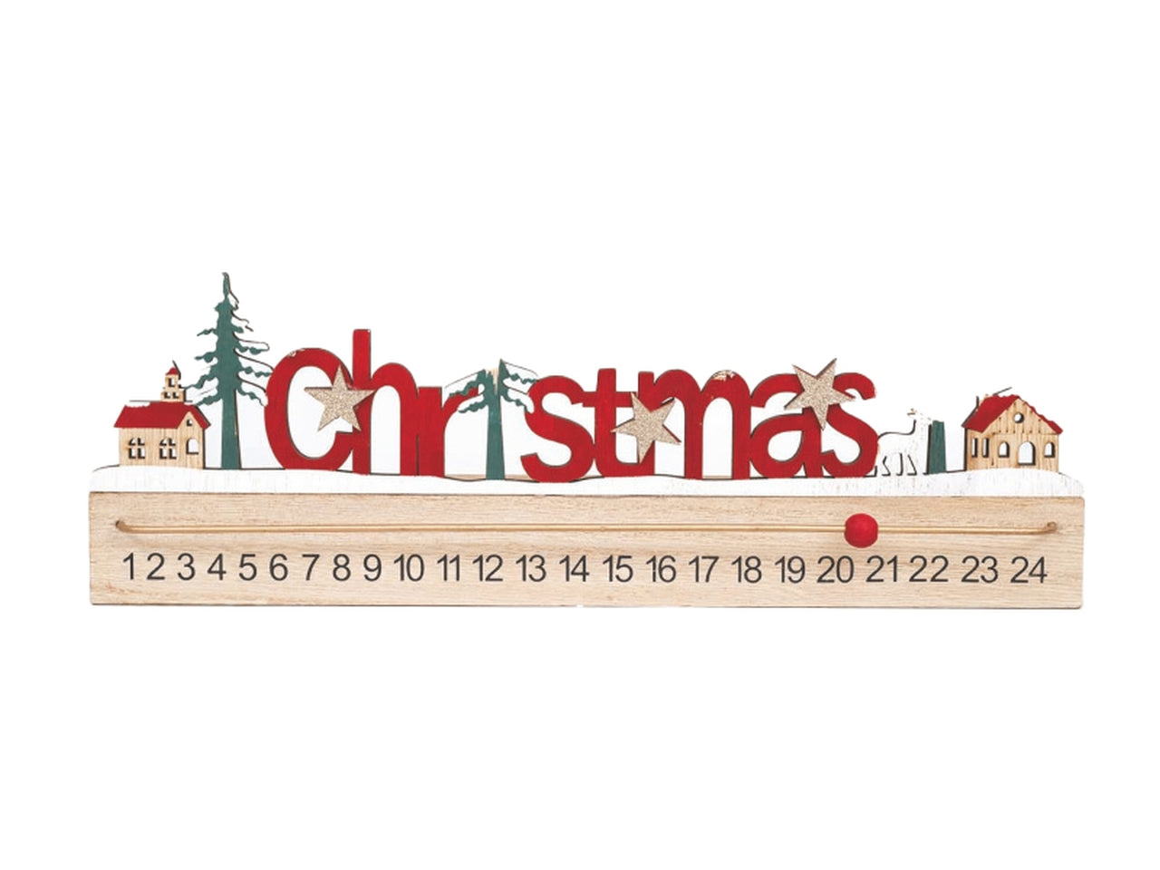 Calendario dell'avvento in legno 40xh.13,5cm