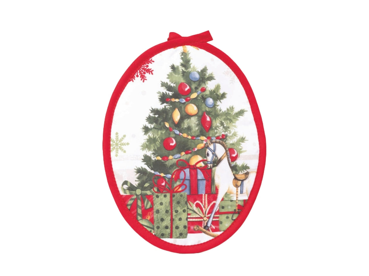 Presina ovale 18x23cm con albero di natale