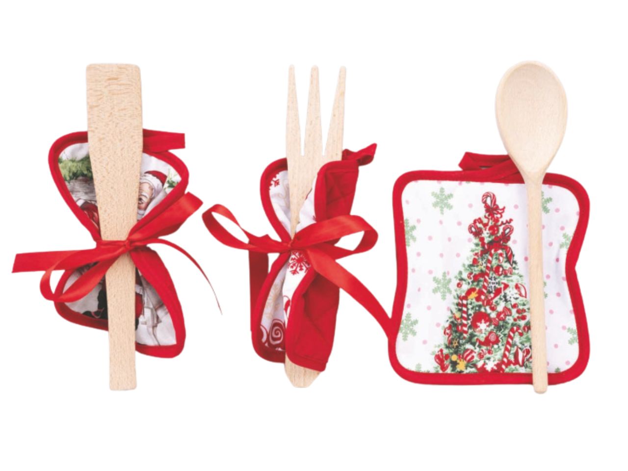 Utensile legno cucina 25cm con presina 3 modelli assortiti