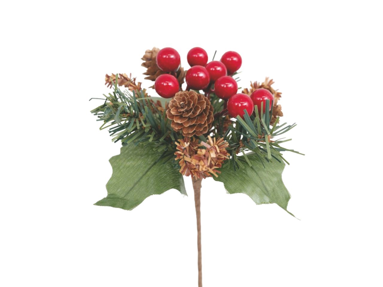 Pick 16cm con bacche rosse e pigne