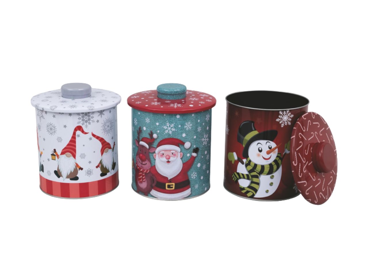 Scatola latta 10,5xh.12,5cm con coperchio decori assortiti