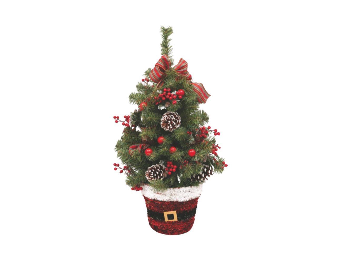 Albero 80cm con vaso, bacche rosse e pigne