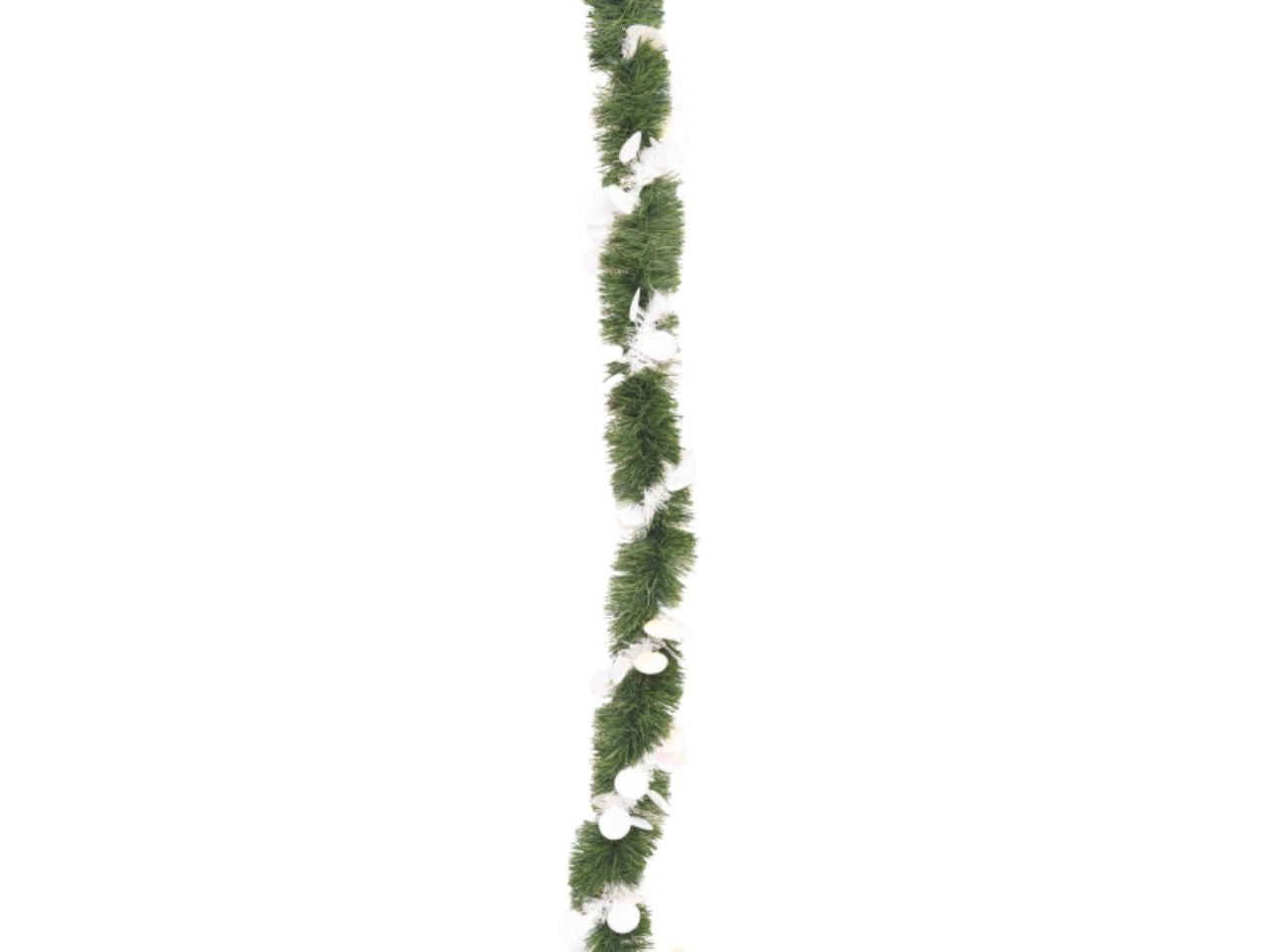 Filo decorativo 270cm diametro 8cm verde con filo bianco sfere fustellate