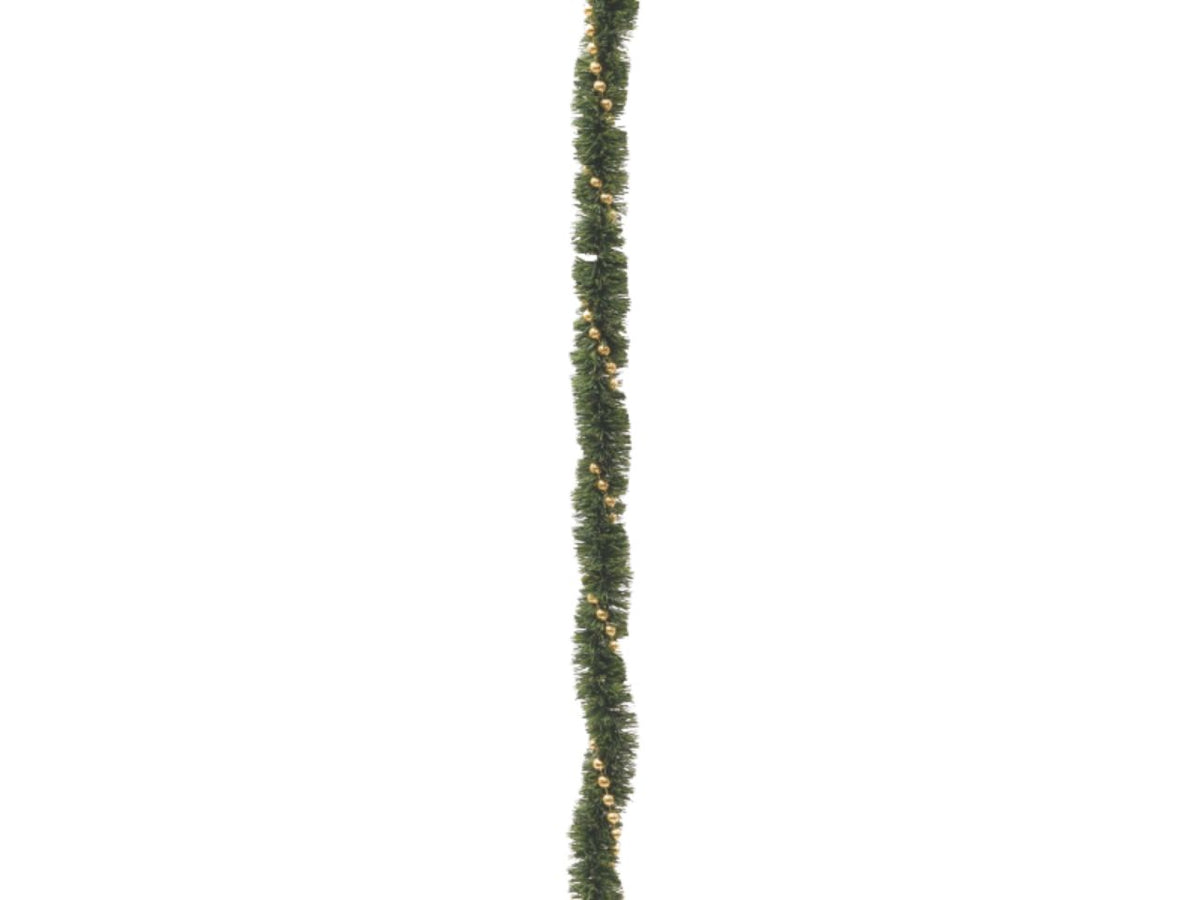 Filo decorativo natalizio 180cm diametro 4cm verde con collana oro