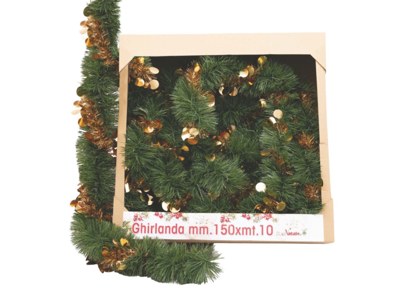 Filo decorativo 10mt diametro 12cm verde con filo sfere oro