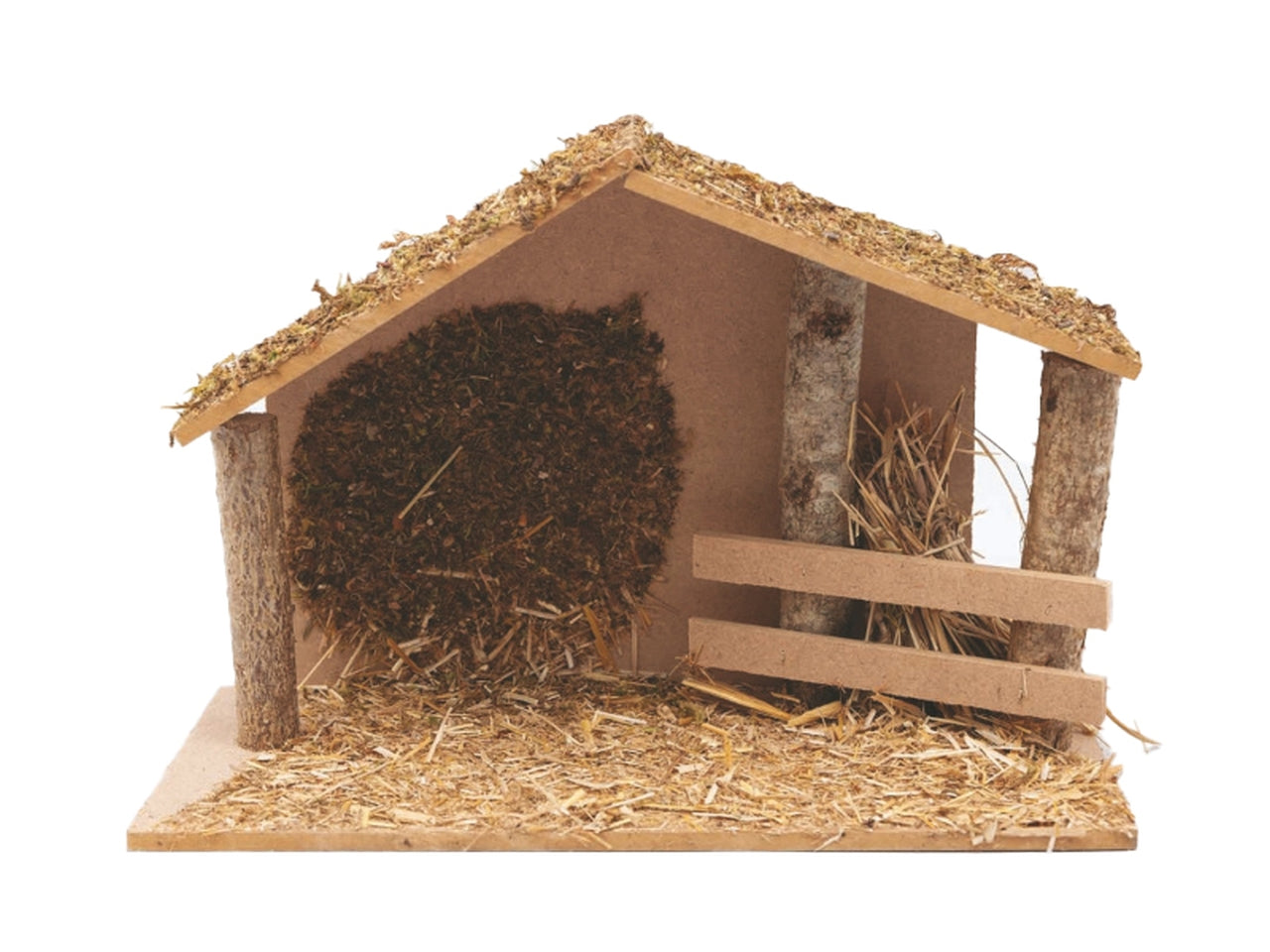 Capanna vuota 35x16x24cm con muschio e scala