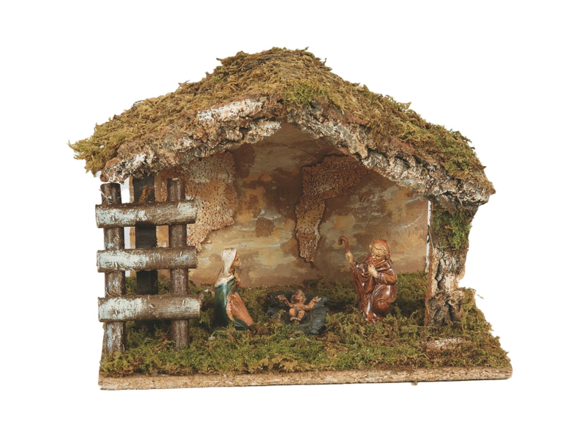 Capanna con nativita' antichizzata 28x20x16cm