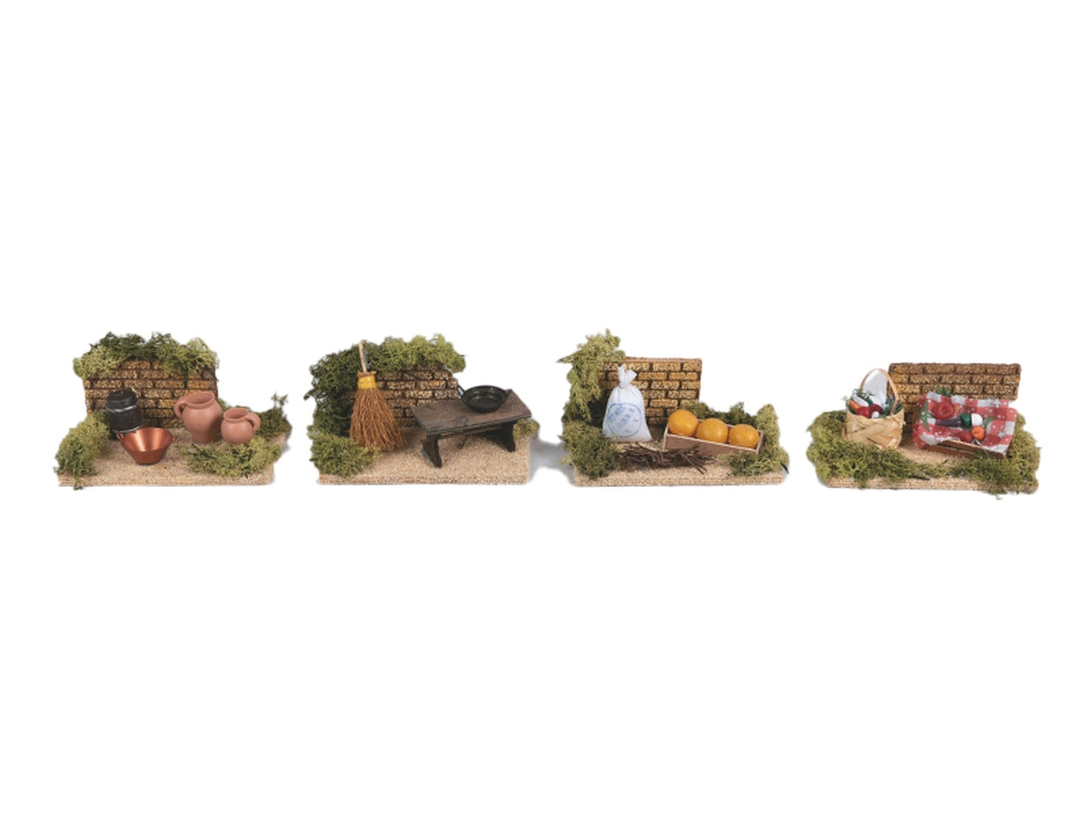Accessorio per presepe scena cucina 9x15cm in 4 modelli assortiti
